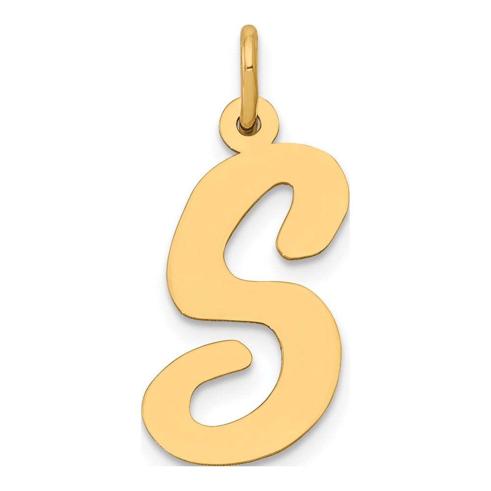14K Yellow Gold Large Script Letter S Pendant