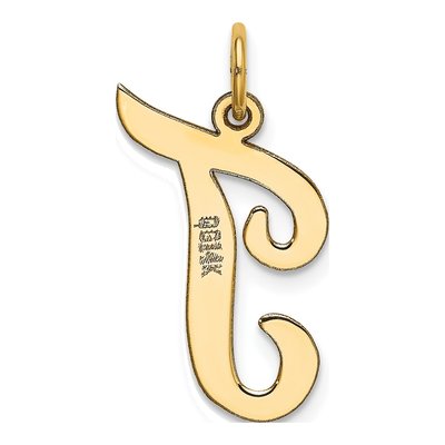 14K Yellow Gold Script Letter T Charm – view 4