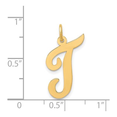 14K Yellow Gold Script Letter T Charm – view 5
