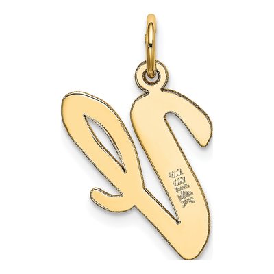 14K Yellow Gold Large Script Letter V Charm – view 4