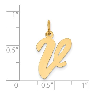 14K Yellow Gold Large Script Letter V Charm – view 5