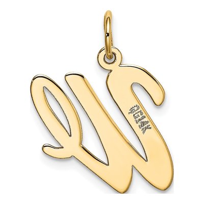14K Yellow Gold Large Script Letter W Charm – view 4
