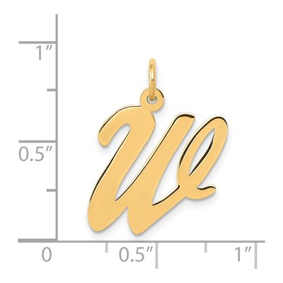 14K Yellow Gold Large Script Letter W Charm – view 5