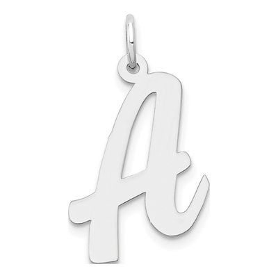 14K White Gold Large Script Letter A Charm