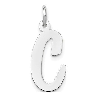 14K White Gold Script Letter C Charm