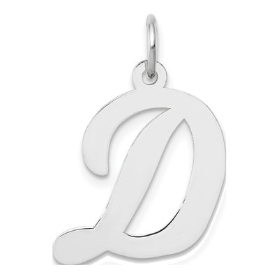 14K White Gold Script Letter D Pendant