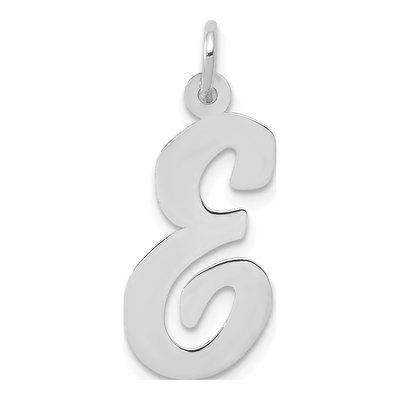 14K White Gold Script Letter E Pendant