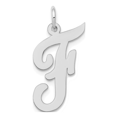 14K White Gold Letter F Charm