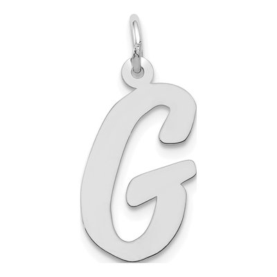 14K White Gold Script Letter G Pendant