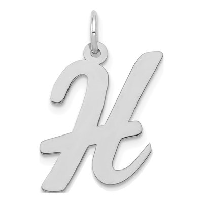 14K White Gold Script Letter H Charm