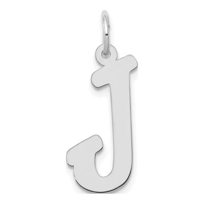 14K White Gold Script Letter J Pendant
