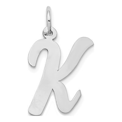 14K White Gold Script Letter K Pendant