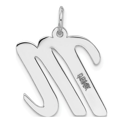 14K White Gold Script Letter M Pendant – view 5
