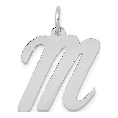 14K White Gold Script Letter M Pendant