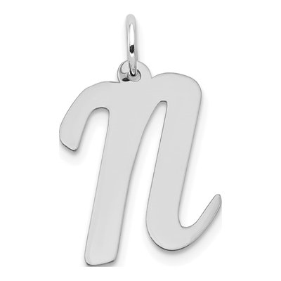 14K White Gold Script Letter N Pendant