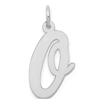 14K White Gold Script Letter O Pendant