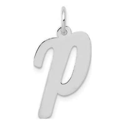 14K White Gold Letter P Pendant