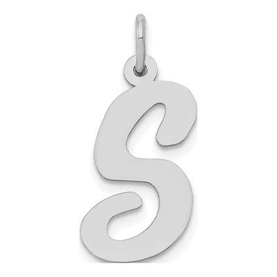 14K White Gold Large Script Letter S Charm