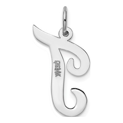 14K White Gold Script Letter T Pendant – view 5
