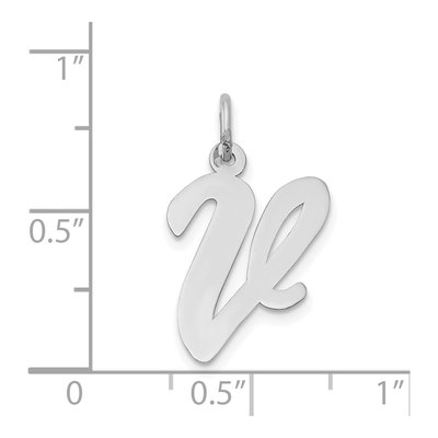 14K White Gold Script Letter V Charm – view 4