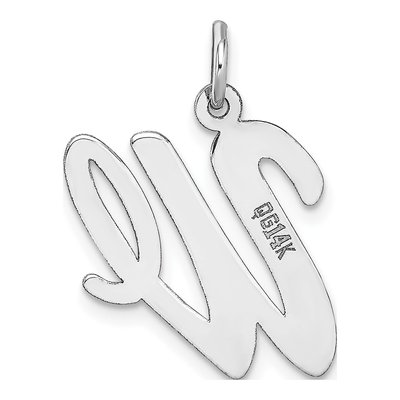 14K White Gold Letter W Pendant – view 5