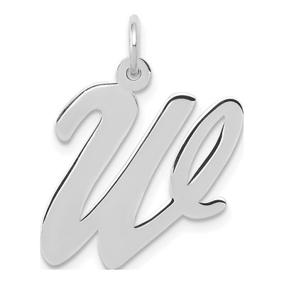 14K White Gold Letter W Pendant