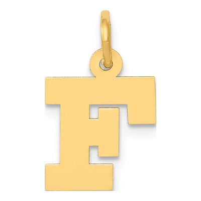 14K Yellow Gold Letter F Charm