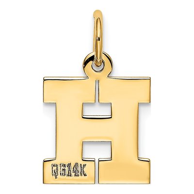 14K Yellow Gold Small Letter H Charm – view 4