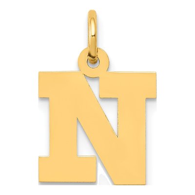 14K Yellow Gold Small Letter N Charm