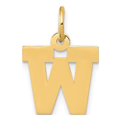 14K Yellow Gold Letter W Charm