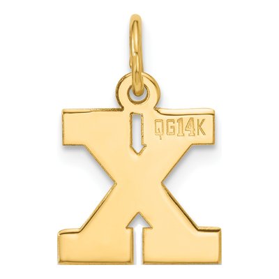 14K Yellow Gold Block Initial X Pendant – view 3