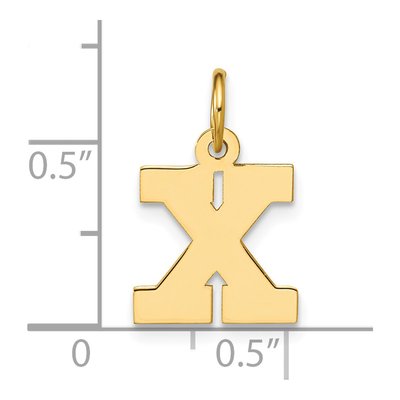 14K Yellow Gold Block Initial X Pendant – view 4