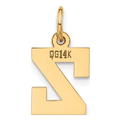 14K Yellow Gold Small Block Initial Z Charm – view 3
