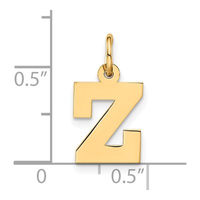 14K Yellow Gold Small Block Initial Z Charm – view 4