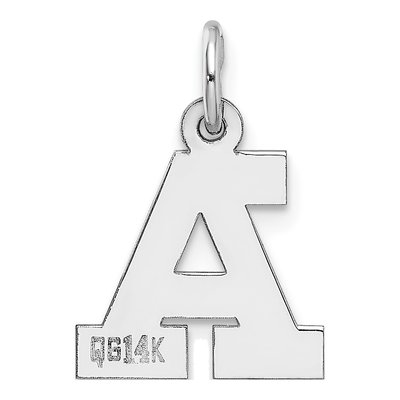 14K White Gold Small Block Letter A Charm – view 5