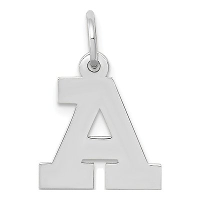 14K White Gold Small Block Letter A Charm