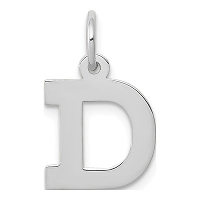 14K White Gold Letter D Charm