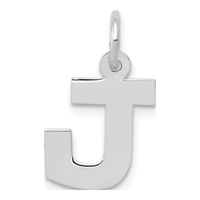14K White Gold Letter J Charm