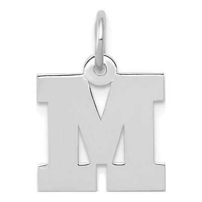 14K White Gold Small Letter M Charm