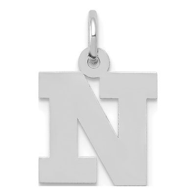 14K White Gold Letter N Charm