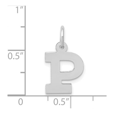 14K White Gold Small Block Letter P Charm – view 4