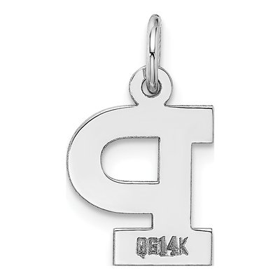 14K White Gold Small Block Letter P Charm – view 5