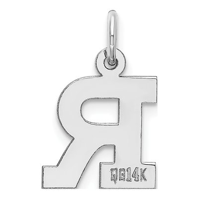 14K White Gold Small Block Letter R Charm – view 5