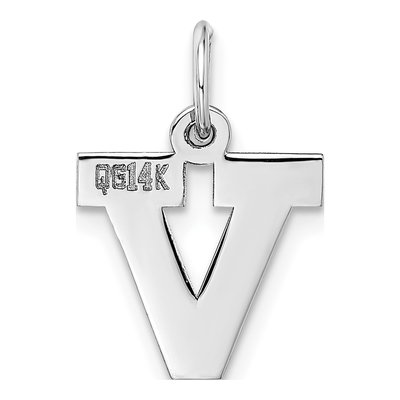 14K White Gold Letter V Pendant – view 5