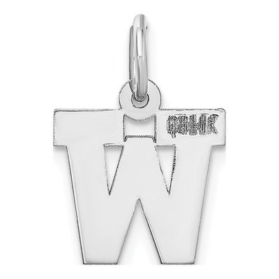14K White Gold Letter W Charm – view 5