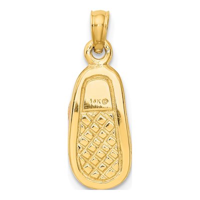 14K Yellow Gold Pink Enamel Baby Shoe Pendant – view 4