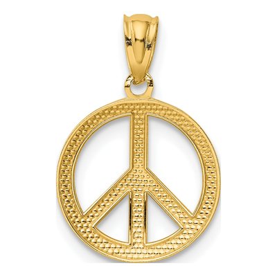 14K Yellow Gold Peace Sign Pendant – view 4