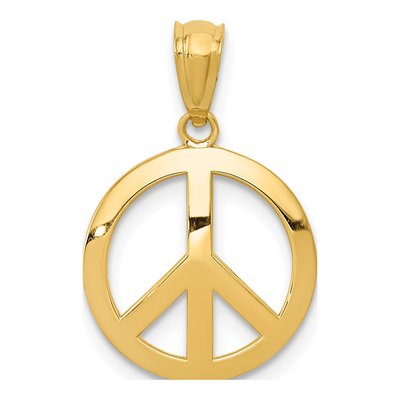 14K Yellow Gold Peace Sign Pendant