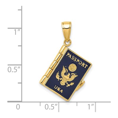 14K Yellow Gold Blue Enamel 3-D Passport Pendant – view 4