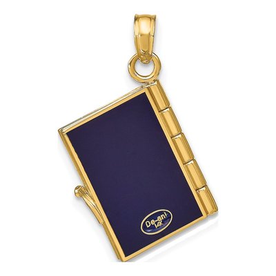 14K Yellow Gold Blue Enamel 3-D Passport Pendant – view 5